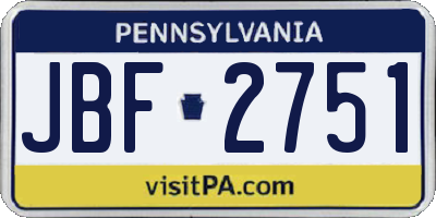 PA license plate JBF2751