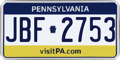 PA license plate JBF2753