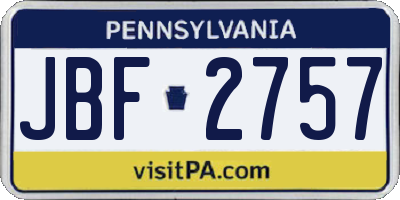 PA license plate JBF2757