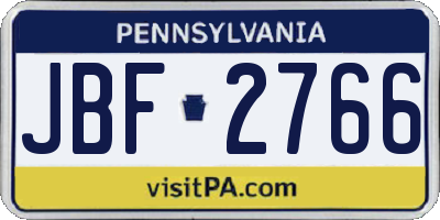 PA license plate JBF2766