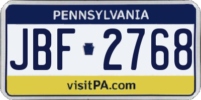 PA license plate JBF2768