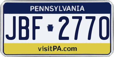 PA license plate JBF2770