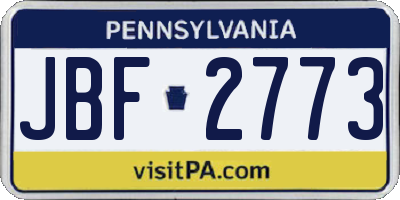 PA license plate JBF2773