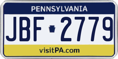 PA license plate JBF2779