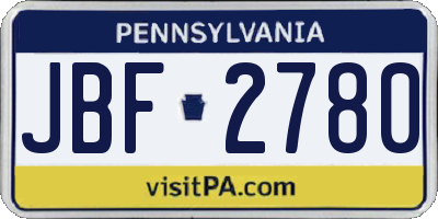 PA license plate JBF2780