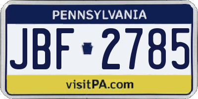 PA license plate JBF2785