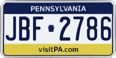 PA license plate JBF2786