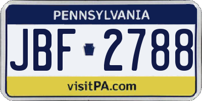 PA license plate JBF2788