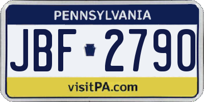 PA license plate JBF2790