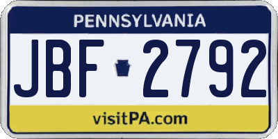 PA license plate JBF2792