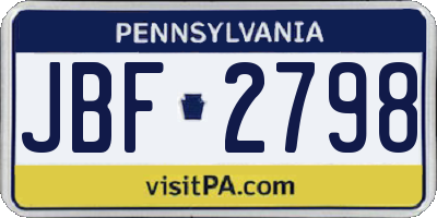 PA license plate JBF2798