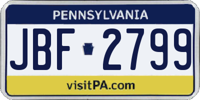 PA license plate JBF2799