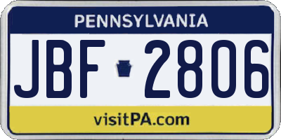 PA license plate JBF2806