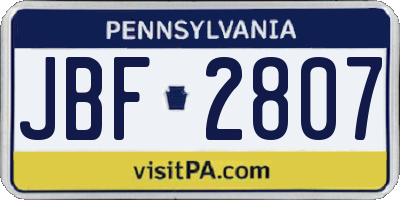 PA license plate JBF2807