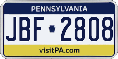 PA license plate JBF2808