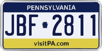 PA license plate JBF2811