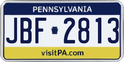 PA license plate JBF2813