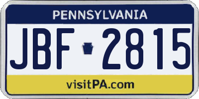 PA license plate JBF2815