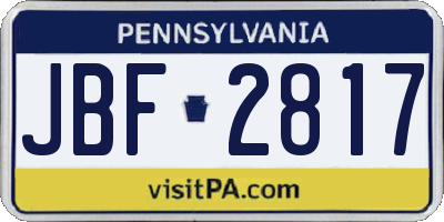 PA license plate JBF2817