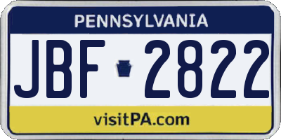 PA license plate JBF2822