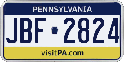 PA license plate JBF2824