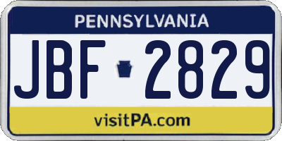 PA license plate JBF2829