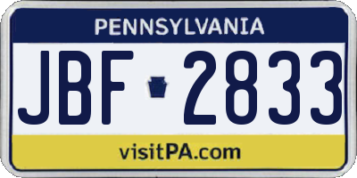 PA license plate JBF2833