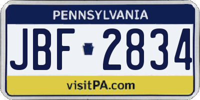 PA license plate JBF2834