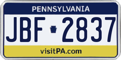 PA license plate JBF2837