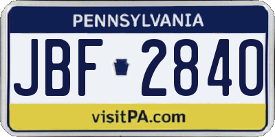 PA license plate JBF2840