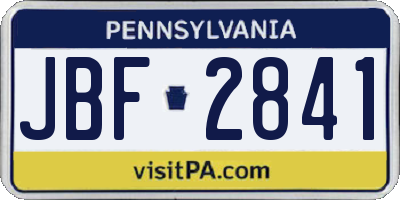 PA license plate JBF2841