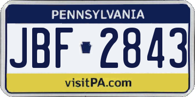 PA license plate JBF2843