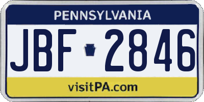 PA license plate JBF2846