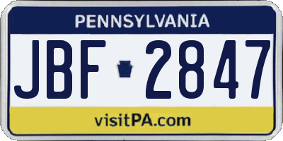 PA license plate JBF2847