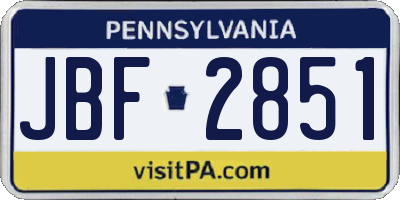 PA license plate JBF2851