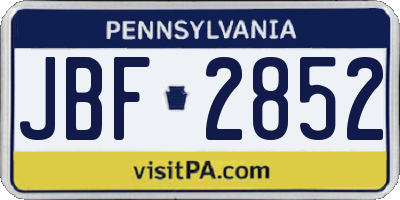 PA license plate JBF2852