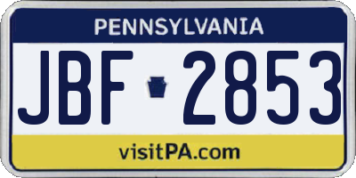 PA license plate JBF2853