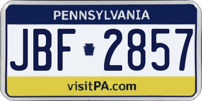 PA license plate JBF2857