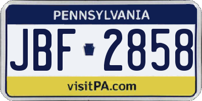 PA license plate JBF2858