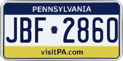 PA license plate JBF2860