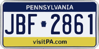 PA license plate JBF2861