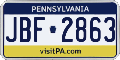 PA license plate JBF2863