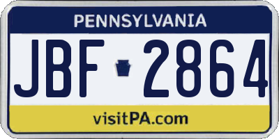 PA license plate JBF2864