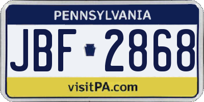 PA license plate JBF2868