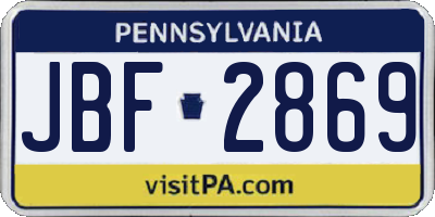 PA license plate JBF2869