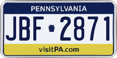 PA license plate JBF2871