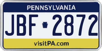 PA license plate JBF2872