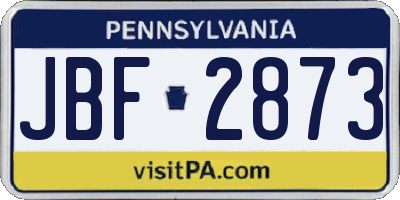 PA license plate JBF2873