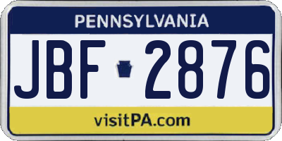 PA license plate JBF2876