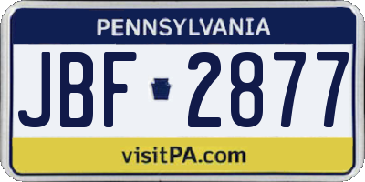 PA license plate JBF2877